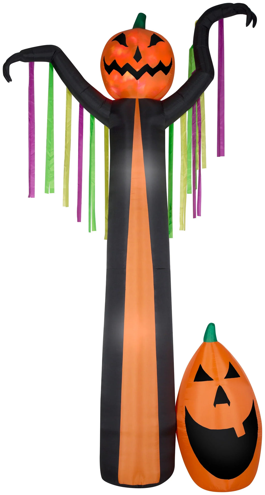 Gemmy Projection Airblown Inflatable Fire and Ice Frightening Pumpkin Giant Sizecene (RRY), 12 ft Tall