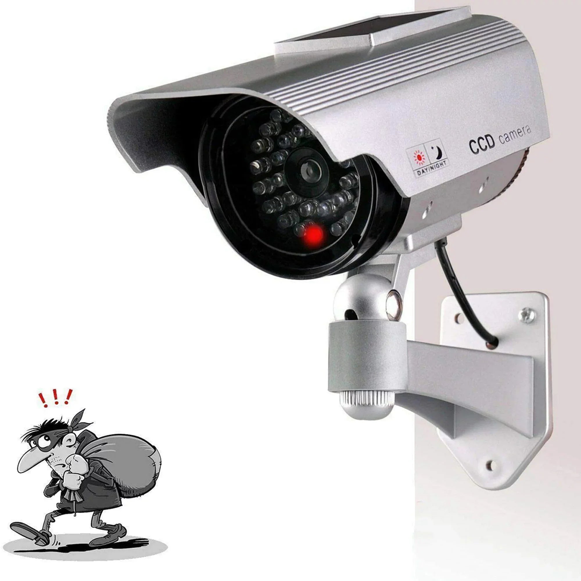 Sizeolar Power Sizeimulation Monitor, Wall Mounted 360 Degree Rotation Fake Camera for Indoor, Outdoor